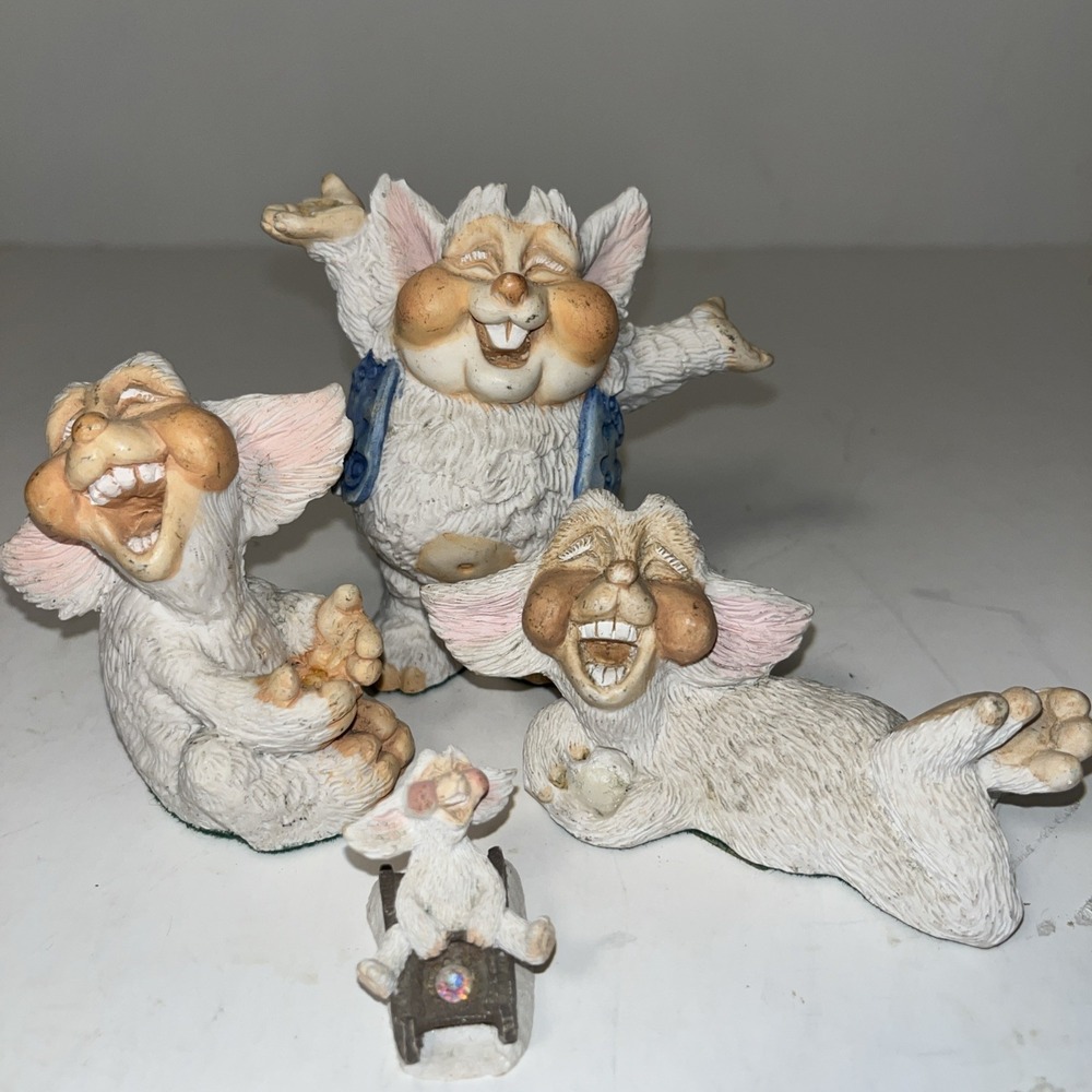 Vintage Krystonia Lot of 4 Figurine Poffles Babul Triumph Baby Crystals England